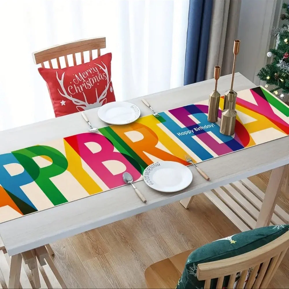 Colorful Birthday Table Runner, NEW, perfect decor item.